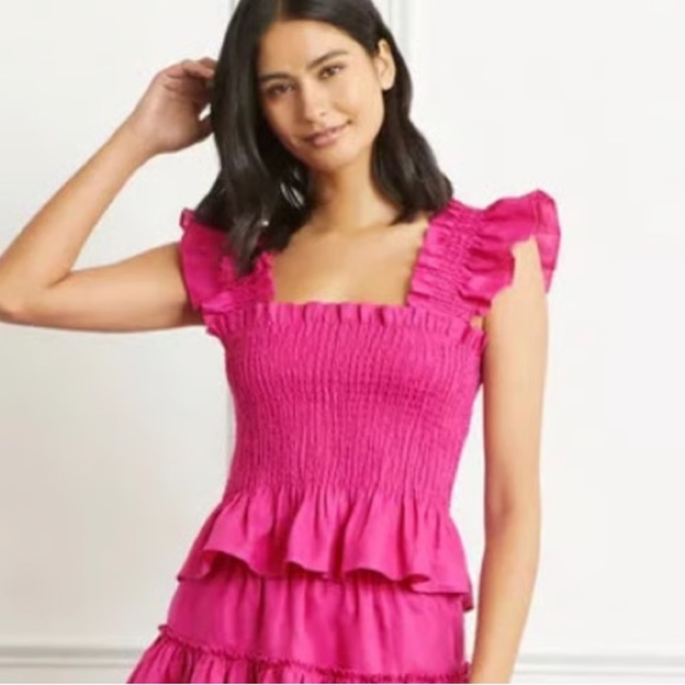 Hill House Paz Top Hot Pink Linen